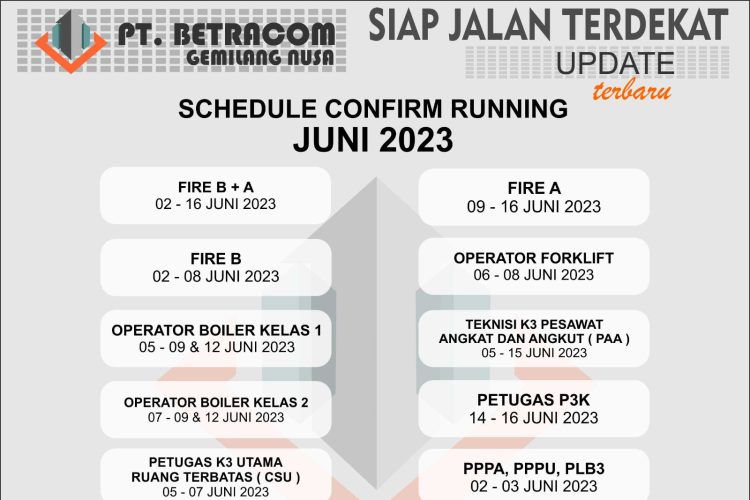 jadwal running juni 2023