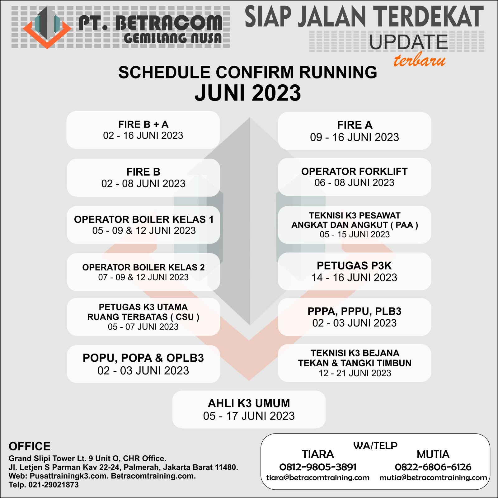 jadwal running juni 2023