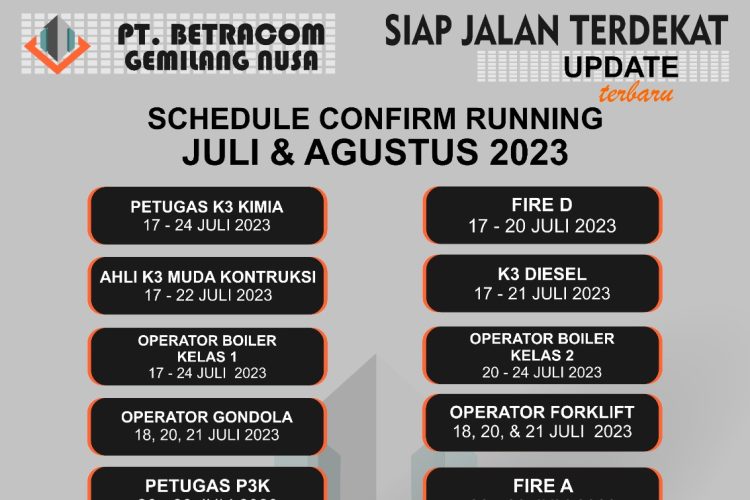jadwal running juli agustus 2023