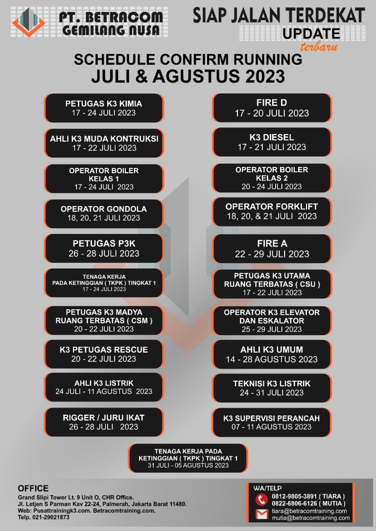 jadwal running juli agustus 2023