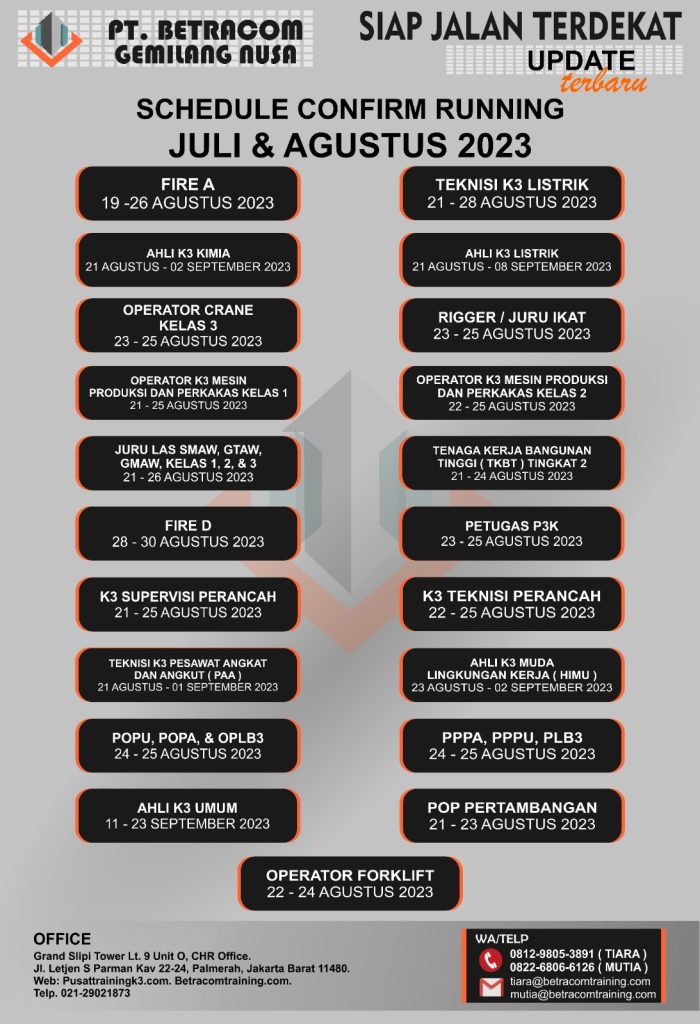 Jadwal Pelatihan Siap Jalan Agustus 2023 running agustus