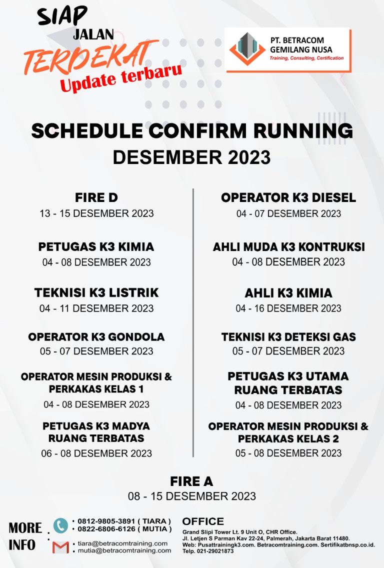 jadwal running desember 2023