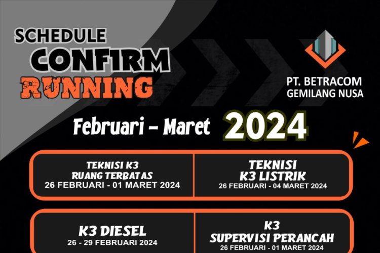 jadwal running feb mar 2024