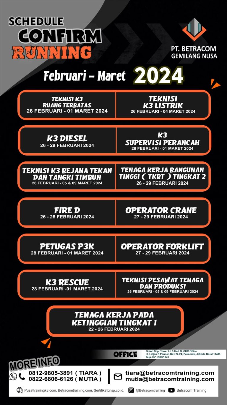 jadwal running feb mar 2024