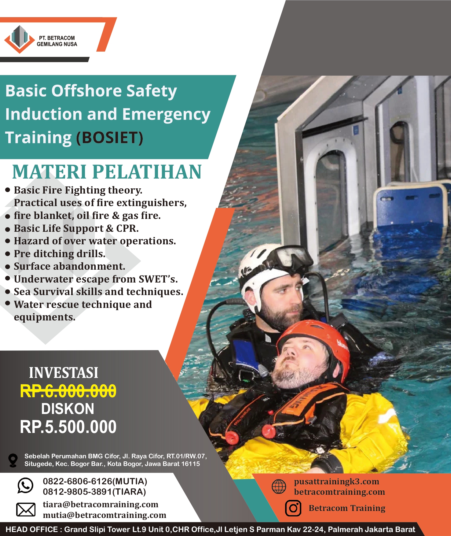 Pelatihan Basic Offshore Safety Induction and Emergency Training (BOSIET) Sertifikasi OPITO