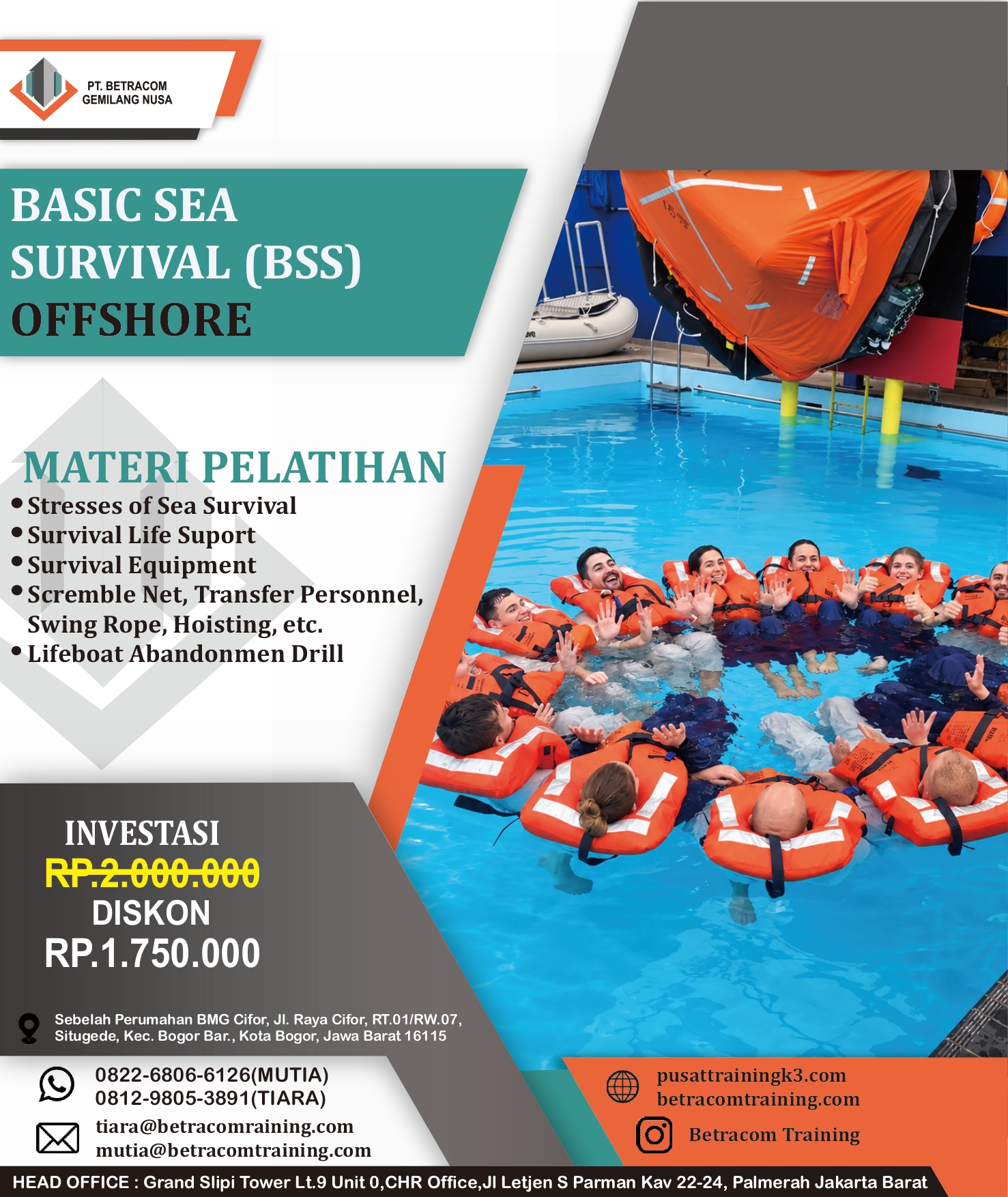 Pelatihan Basic Sea Survival (BSS) Sertifikasi Kemnaker RI